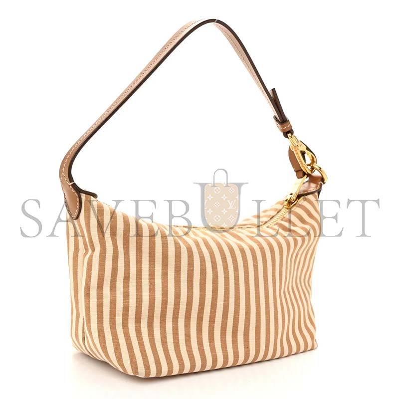 MIU MIU COTTON LINEN CALFSKIN STRIPED MINI SPIRIT CIRE BAG 5NE841 (18.5*14*10cm)